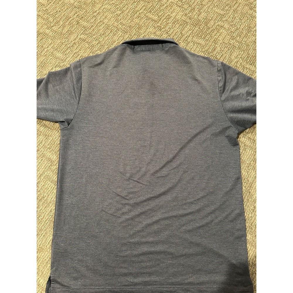 TravisMathew Mens Navy Blue Micro Check Short Sleeve Golf Polo Shirt Large - Picture 3 of 3
